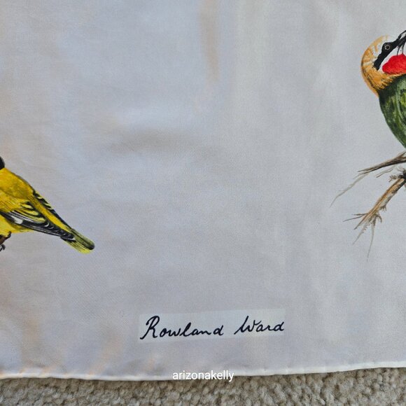 Vintage Silk Scarf Roland Ward Painted Birds Collectible - Picture 11 of 15